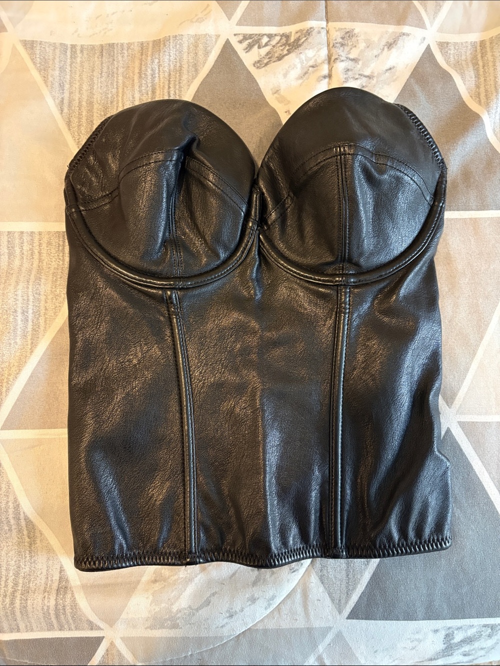 ASOS Black Faux Leather Corset Bustier